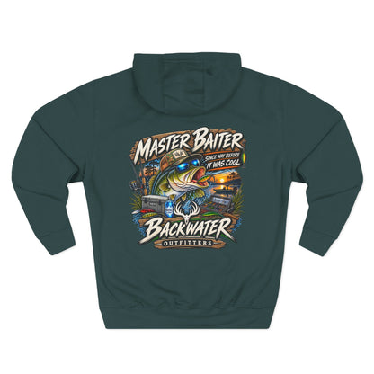 Backwater Outfitters Fishing Hoodie — "Master Baiter" Graphic Pullover