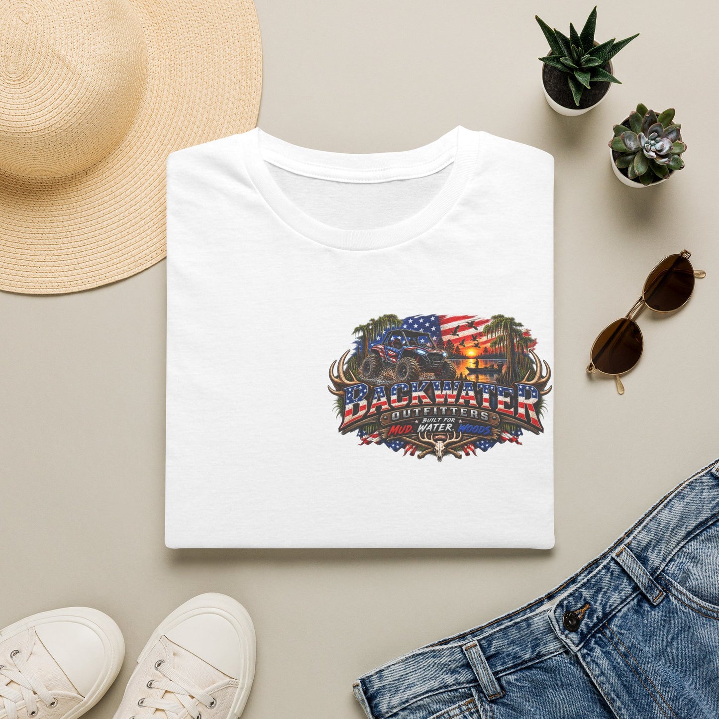 Patriotic Trailblazer T-Shirt — American Flag Motorcycle Graphic