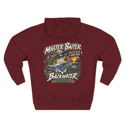 Backwater Outfitters Fishing Hoodie — "Master Baiter" Graphic Pullover
