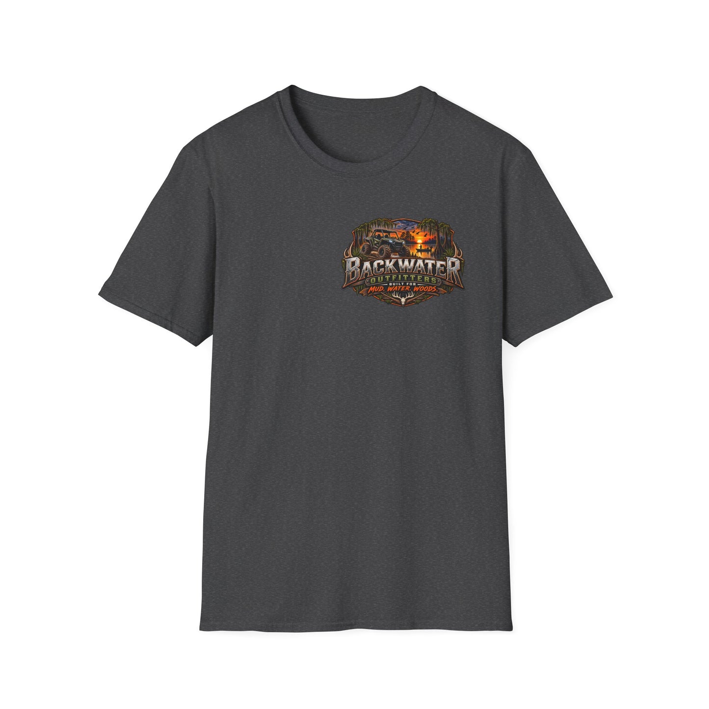 Backwater Outfitters Fishing T-Shirt — Retro Swamp Camp Logo