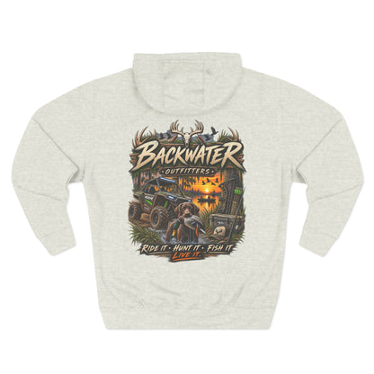 Backwater Outfitters Hoodie — Ride It, Hunt It, Fish It Graphic Pullover