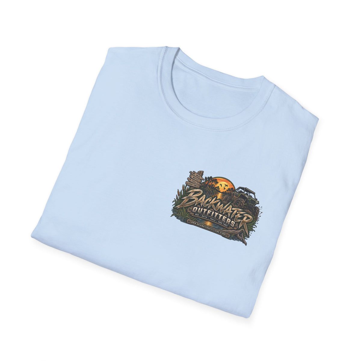 Simply Backwater Outfitters Fishing Tee – Sunset Swamp Outdoor Shirt Printify