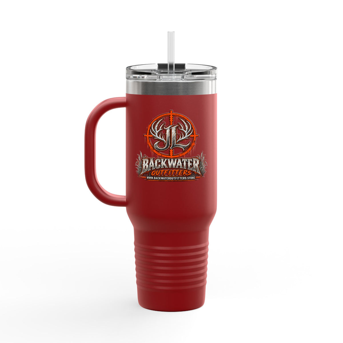 James Luker Backwater Hunting Logo 40oz Insulated Travel Mug Printify