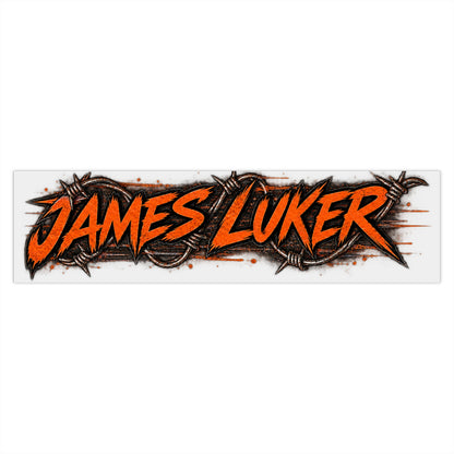 James Luker Custom Name Bumper Sticker — “James Luker” Grunge Barbed Wire Design Printify