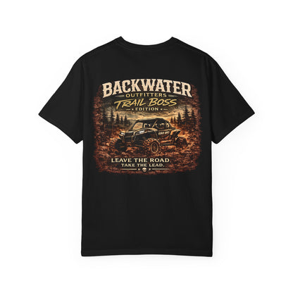 Trail Boss T-Shirt — Backwater Outfitters Off-Road Graphic Tee ("Leave the Road, Take the Lead")