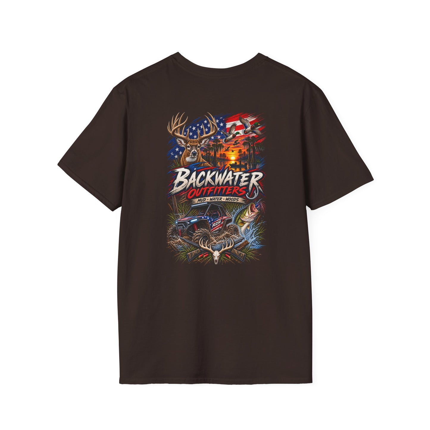 Backwater Outfitters Fishing T-Shirt – American Flag Fish Logo