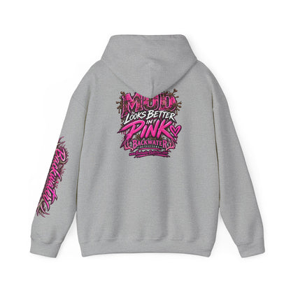 Girl Backwater Outfitters "Mud Looks Better Pink" Hoodie Printify