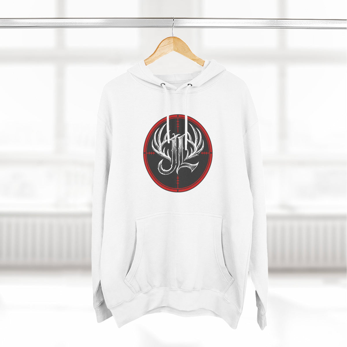 James Luker Hunting Logo Hoodie — Backwater Outfitters Antler Crest Fleece Hoodie Printify