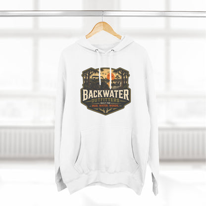 Backwater Outfitters Fishing Hoodie — “My Retirement Plan Has a Trolling Motor” Graphic