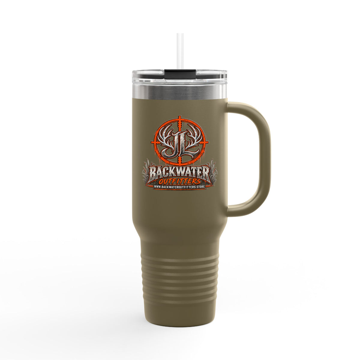 James Luker Backwater Hunting Logo 40oz Insulated Travel Mug Printify