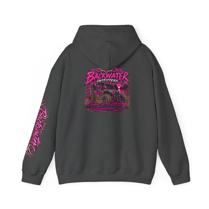 Girl Backwater Outfitters Hoodie — Retro Pink Outdoors Graphic Pullover Printify