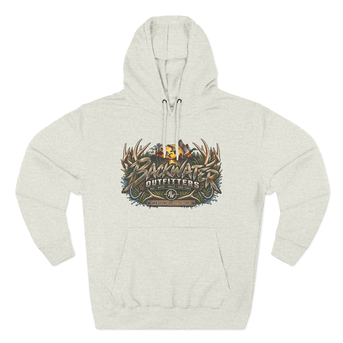 Backwater Outfitters Hoodie — Off‑Road Adventure Fleece Pullover Printify