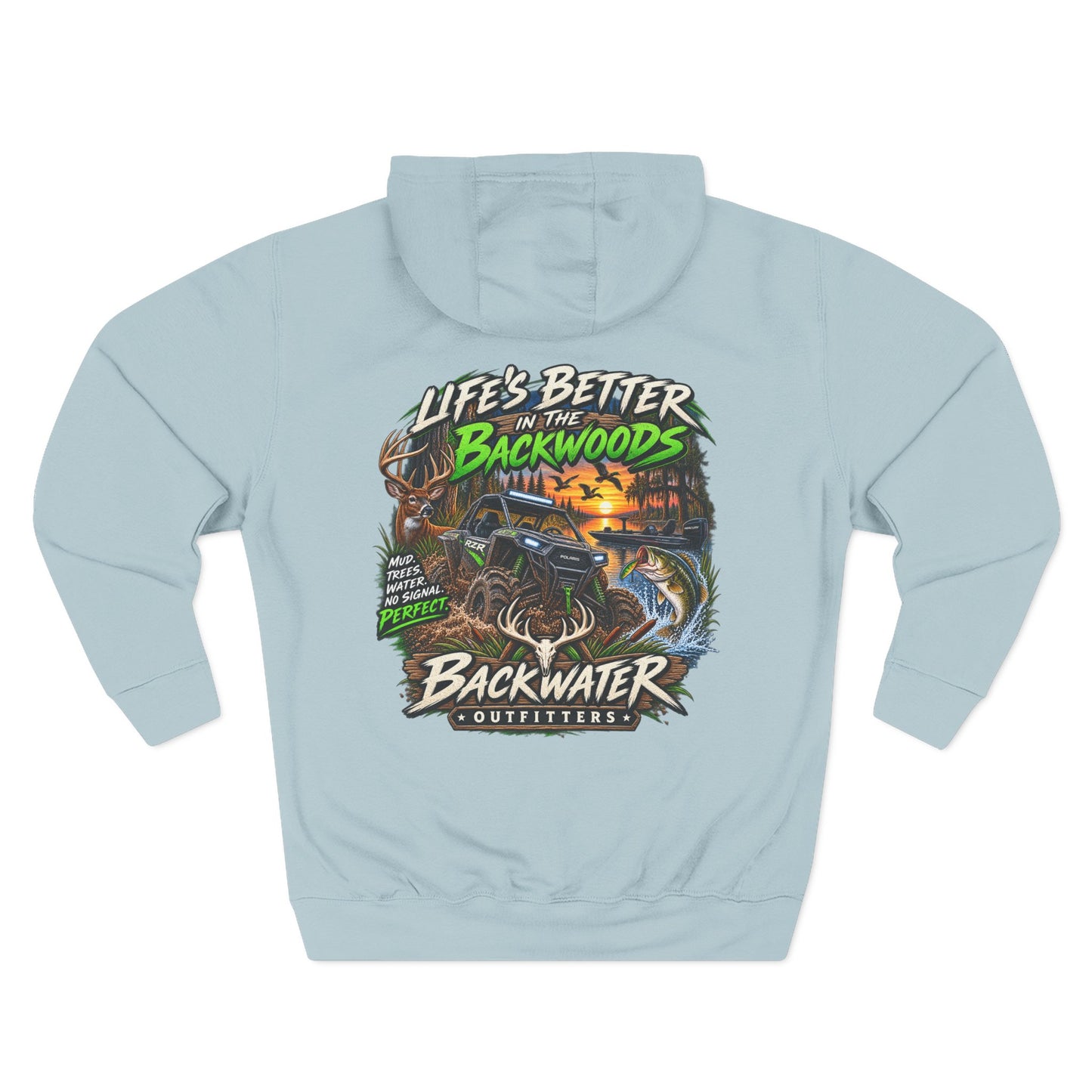 Backwater Outfitters Off-Road Hoodie – "Life's Better in the Backwoods" Graphic