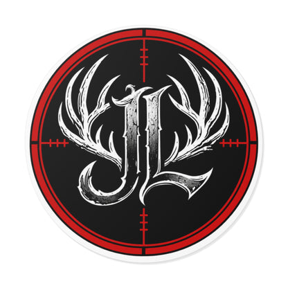 Hunter Antler Monogram Sticker – Round Vinyl JL Logo Printify