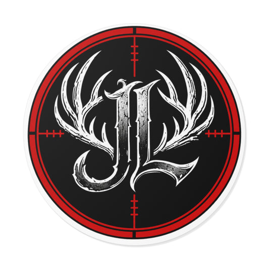 Hunter Antler Monogram Sticker – Round Vinyl JL Logo Printify