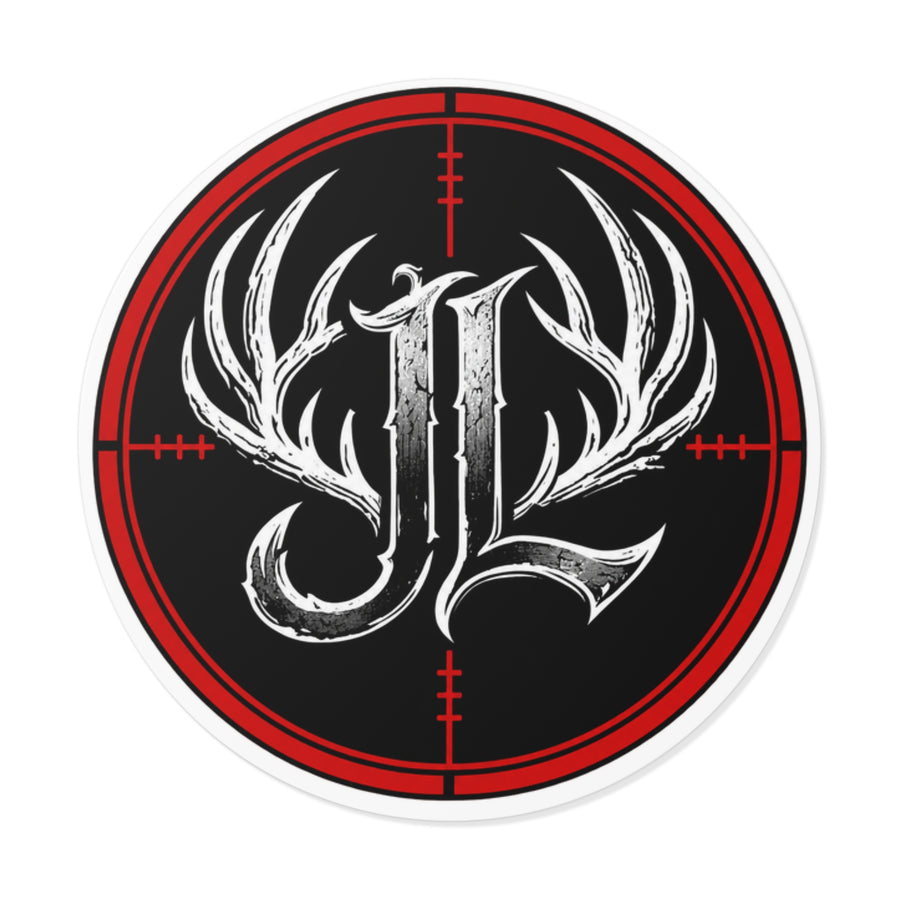 Hunter Antler Monogram Sticker – Round Vinyl JL Logo Printify