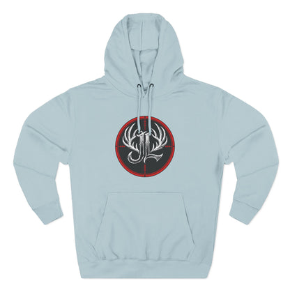 James Luker Hunting Logo Hoodie — Backwater Outfitters Antler Crest Fleece Hoodie Printify