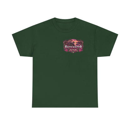 Backwater Outfitters Bass Fishing T‑Shirt — Sunset, Bucks & Bass Graphic Tee