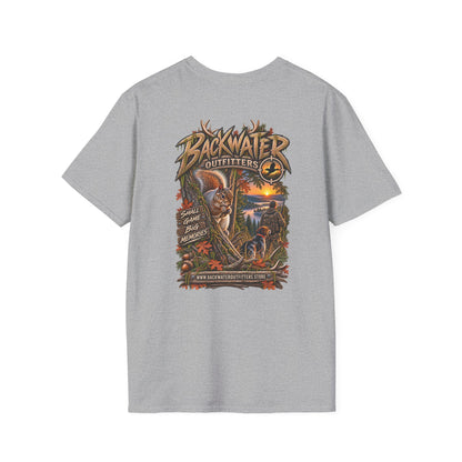 Backwater Outfitters Fishing T-Shirt — Outdoor Sunset Graphic Tee Printify