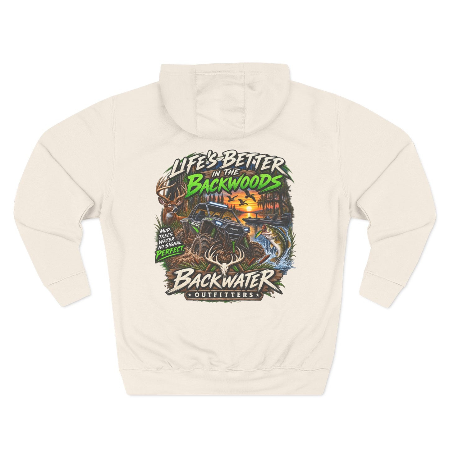 Backwater Outfitters Off-Road Hoodie – "Life's Better in the Backwoods" Graphic