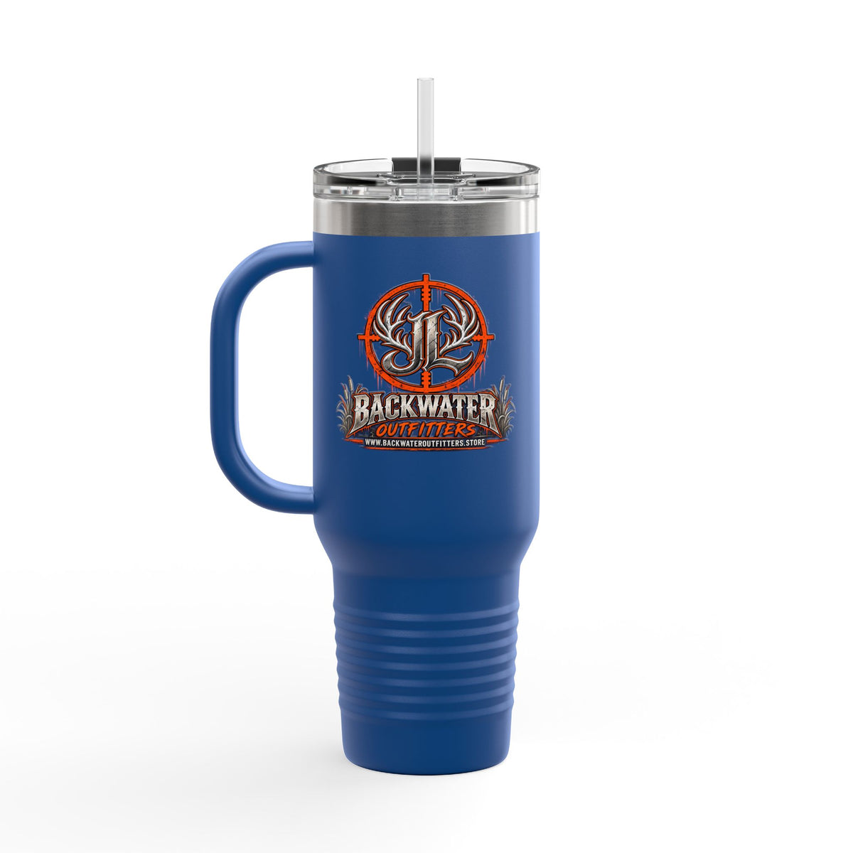 James Luker Backwater Hunting Logo 40oz Insulated Travel Mug Printify