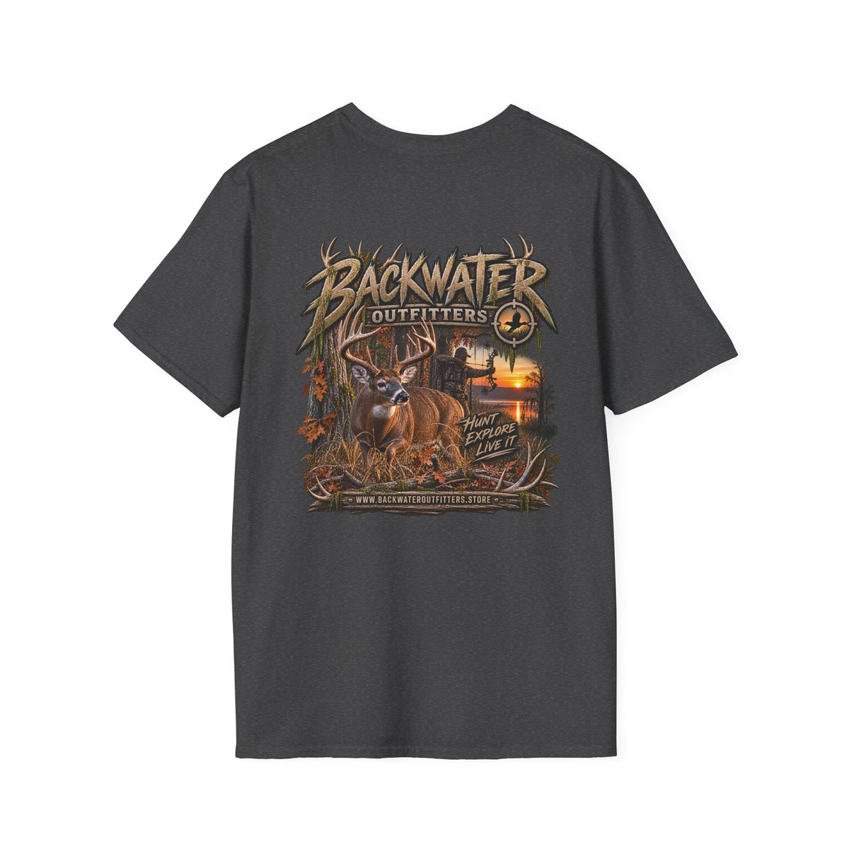 Backwater Outfitters Deer Hunting T-Shirt — Outdoor Hunting Graphic Tee Printify