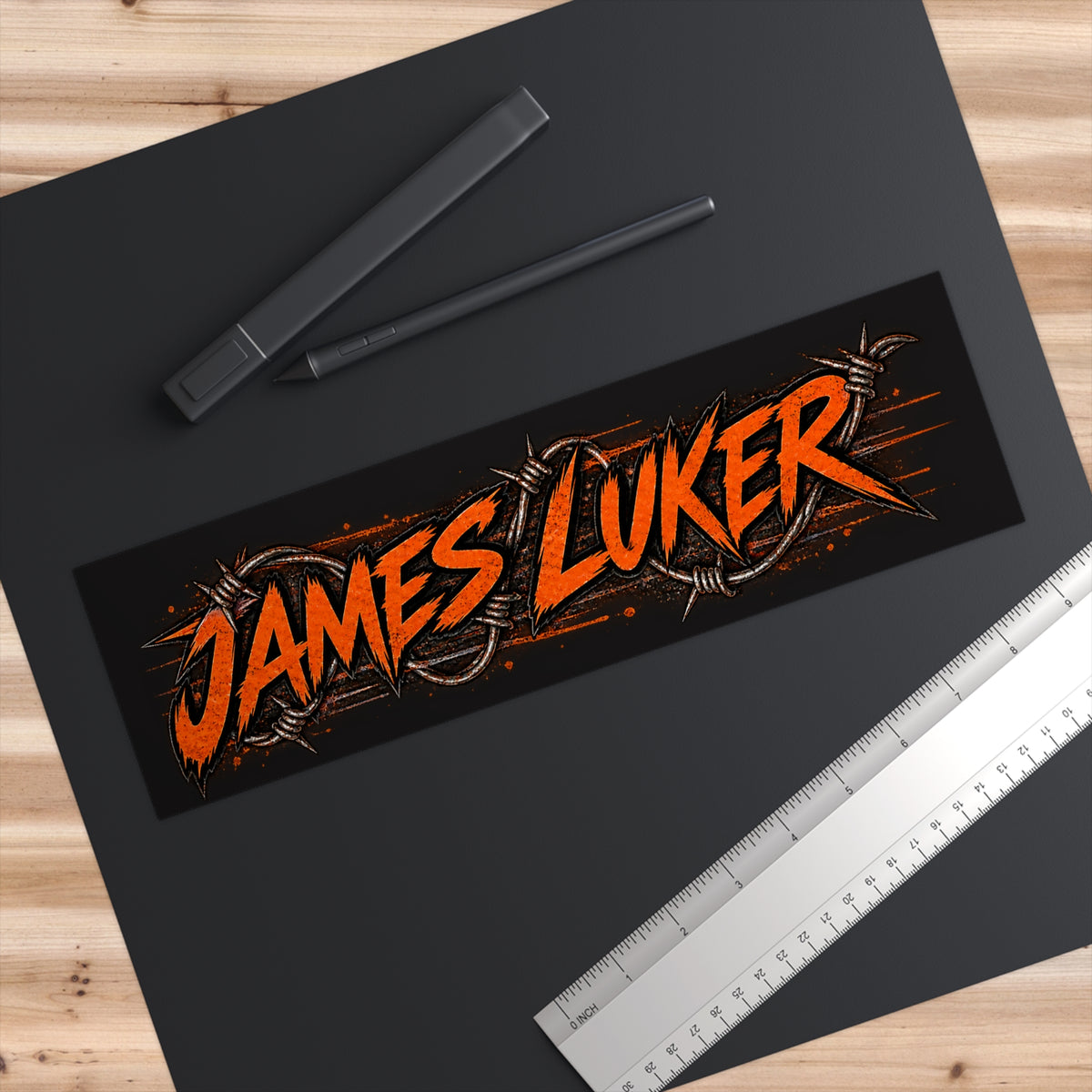 James Luker Orange Barbed Wire Bumper Sticker Printify
