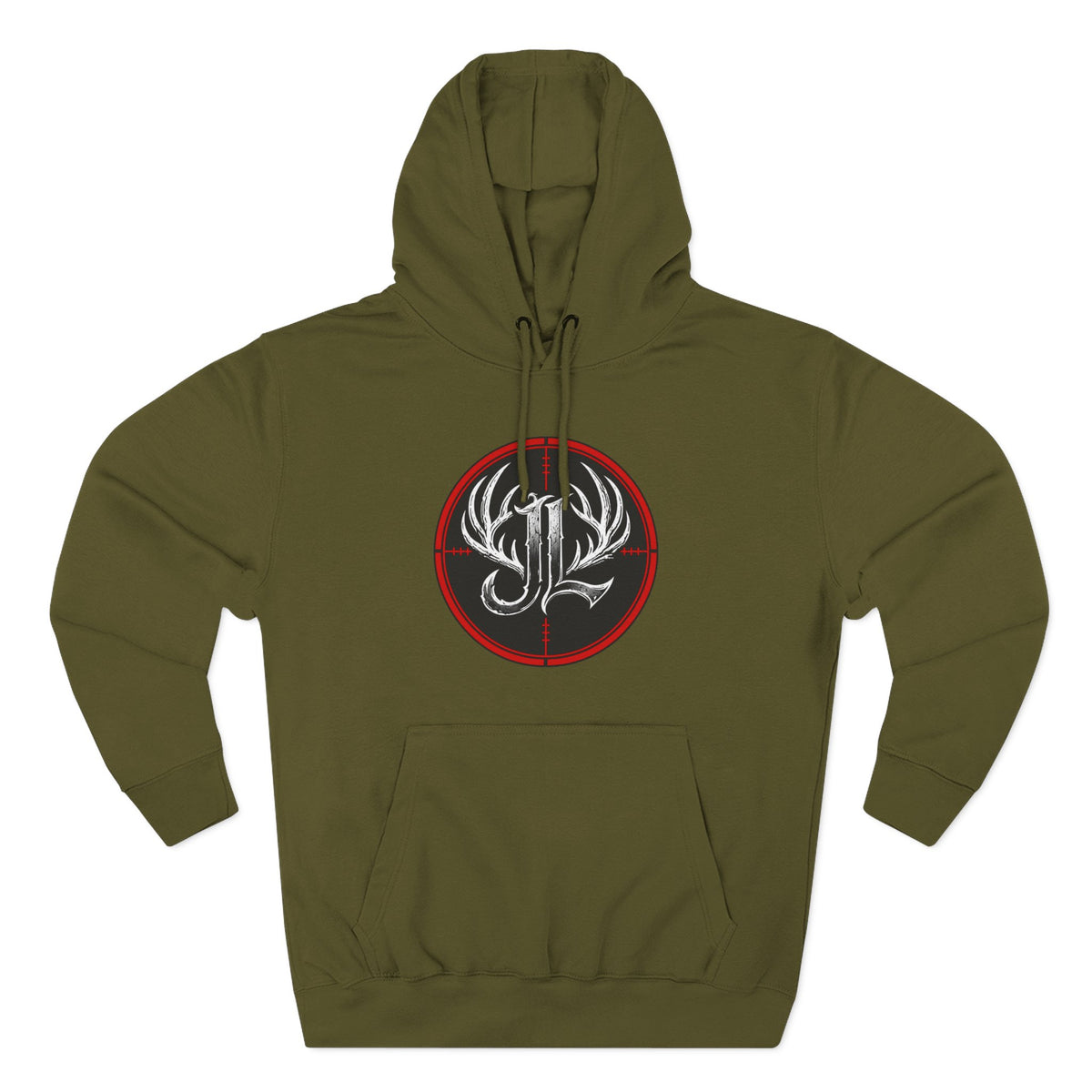 James Luker Hunting Logo Hoodie — Backwater Outfitters Antler Crest Fleece Hoodie Printify