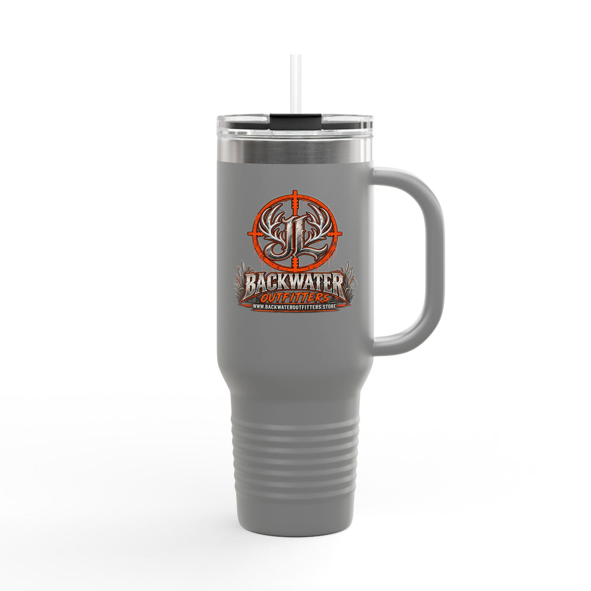 James Luker Backwater Hunting Logo 40oz Insulated Travel Mug Printify