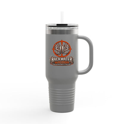 James Luker Backwater Hunting Logo 40oz Insulated Travel Mug Printify