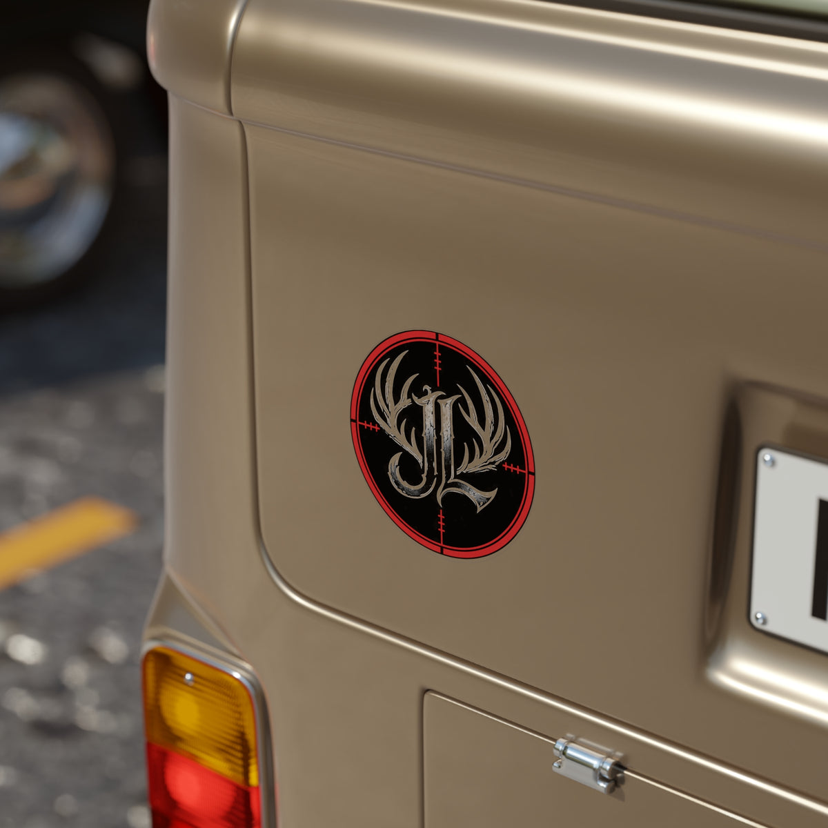 Gothic Antler Monogram Outdoor Sticker