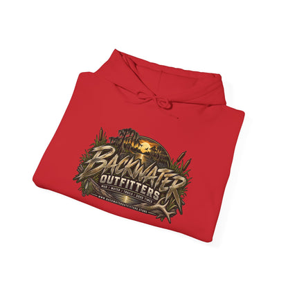 Simply Backwater Outfitters Hoodie — Outdoor Fishing Sunset Graphic Pullover Printify