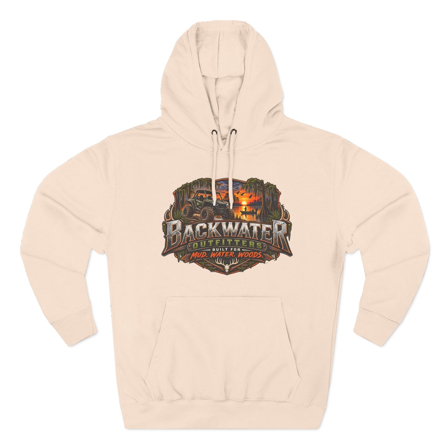 Backwater Outfitters Hoodie — Ride It, Hunt It, Fish It Graphic Pullover