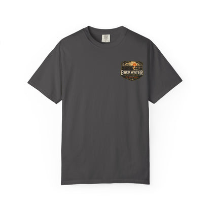 Backwater Outfitters Sunset Canoe T-Shirt — "Built for Mud. Water. Woods."