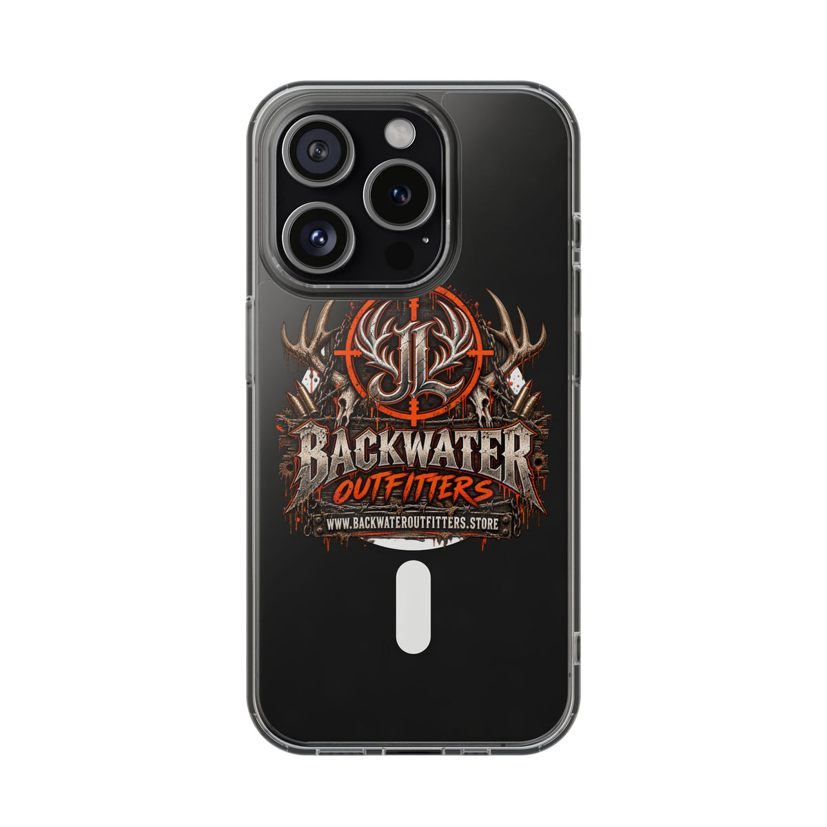 James Luker Clear Magnetic Phone Case — Backwater Outfitters Hunting Logo, Impact-Resistant Printify