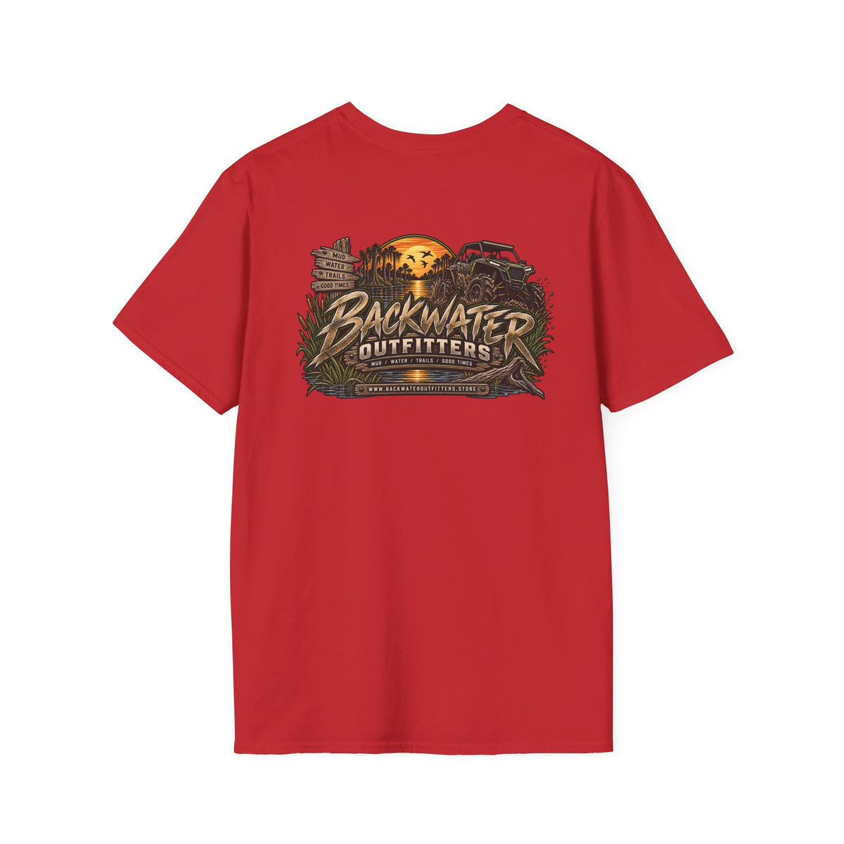 Simply Backwater Outfitters Fishing Tee – Sunset Swamp Outdoor Shirt Printify