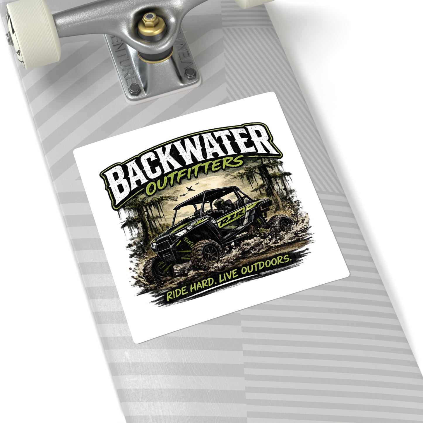 Backwater Outfitters UTV Sticker – "Ride Hard. Live Outdoors." Square Outdoor Adventure Decal