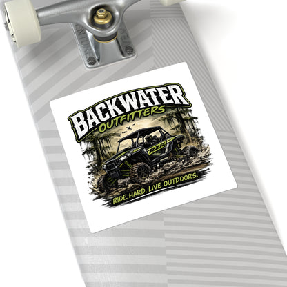 Backwater Outfitters UTV Sticker – "Ride Hard. Live Outdoors." Square Outdoor Adventure Decal