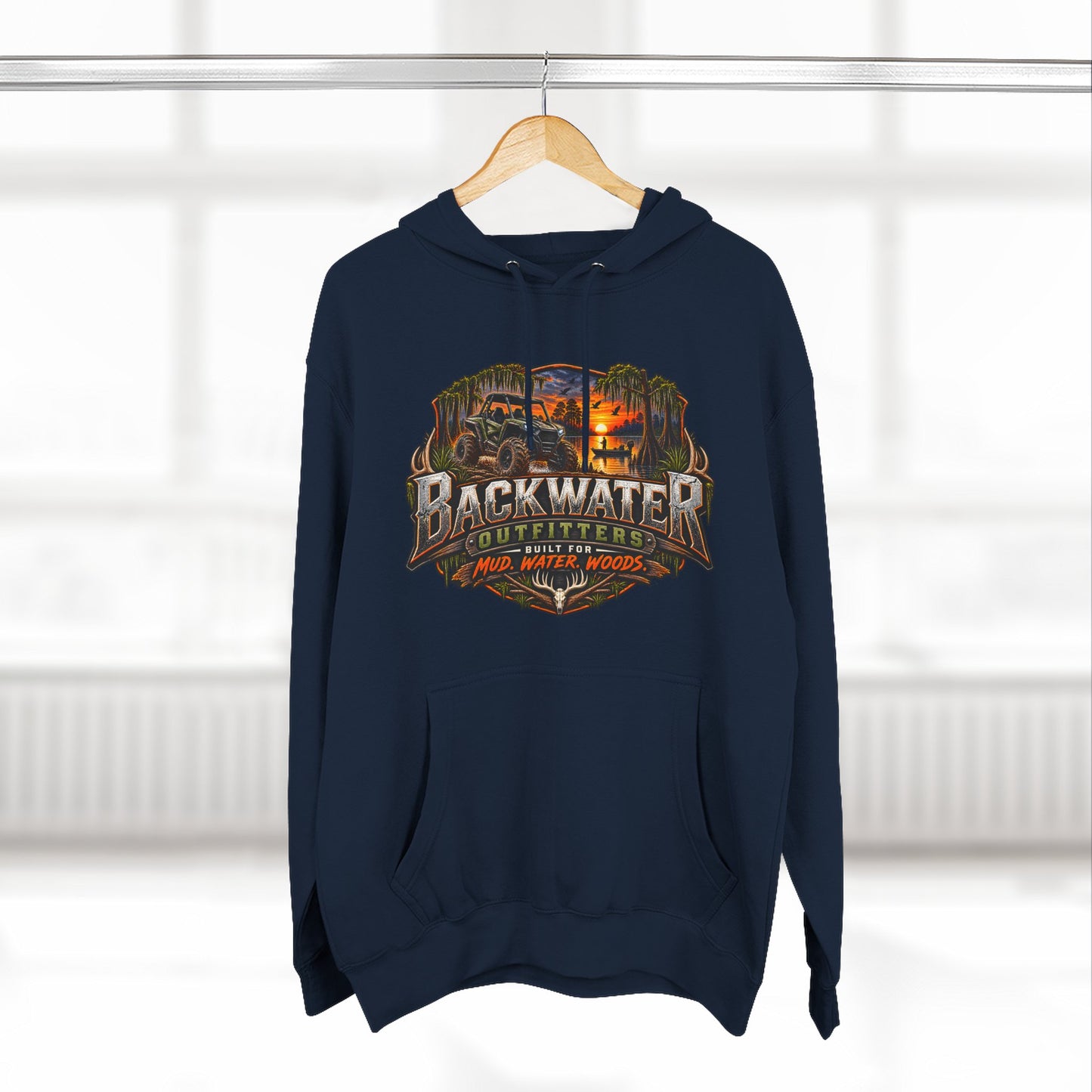 Backwater Outfitters Fishing Hoodie — "Master Baiter" Graphic Pullover