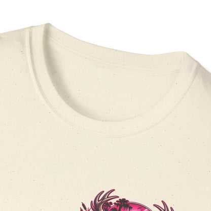 Women T-Shirt — "Backwater & Bad Decisions" Graphic Tee (Pink Palm Beach Vibes) Printify