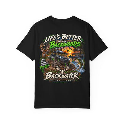 Backwater Outdoor Logo T-Shirt — Retro Fishing & Camping Tee