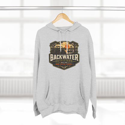 Backwater Outfitters Fishing Hoodie — “My Retirement Plan Has a Trolling Motor” Graphic
