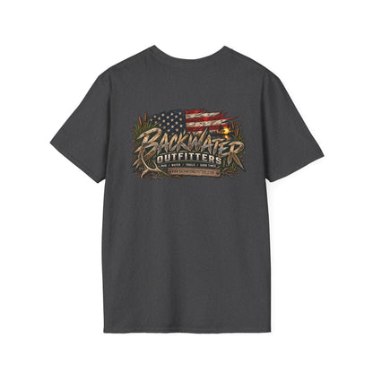 Simply Backwater Outfitters Flag Graphic T-Shirt — American Rustic Fishing Tee Printify