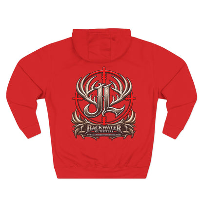 James Luker Hunting Logo Hoodie — Backwater Outfitters Antler Crest Fleece Hoodie Printify