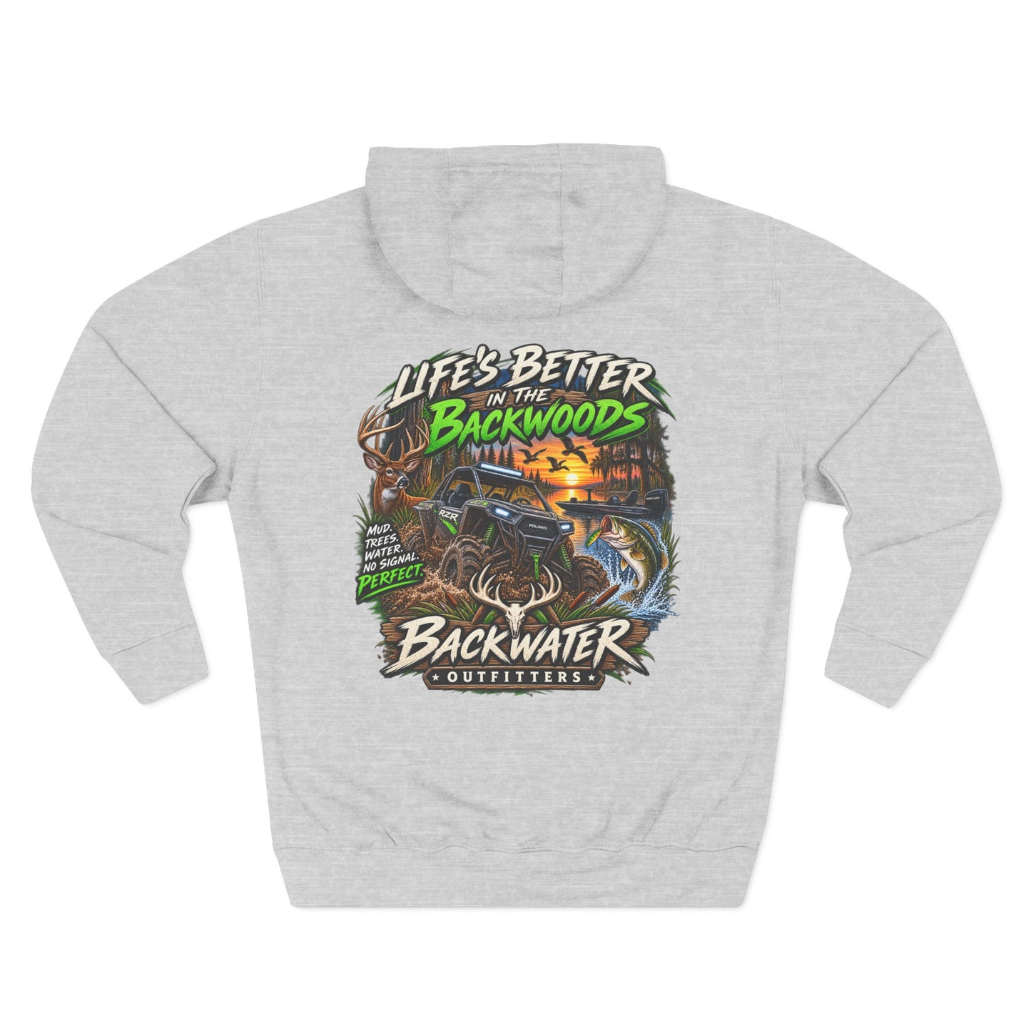 Backwater Outfitters Off-Road Hoodie – "Life's Better in the Backwoods" Graphic