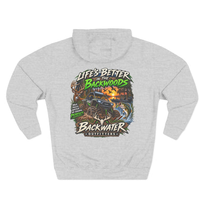 Backwater Outfitters Off-Road Hoodie – "Life's Better in the Backwoods" Graphic