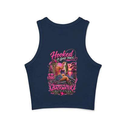 Backwater Hooked Tank Top — Women's Fishing Racerback Graphic