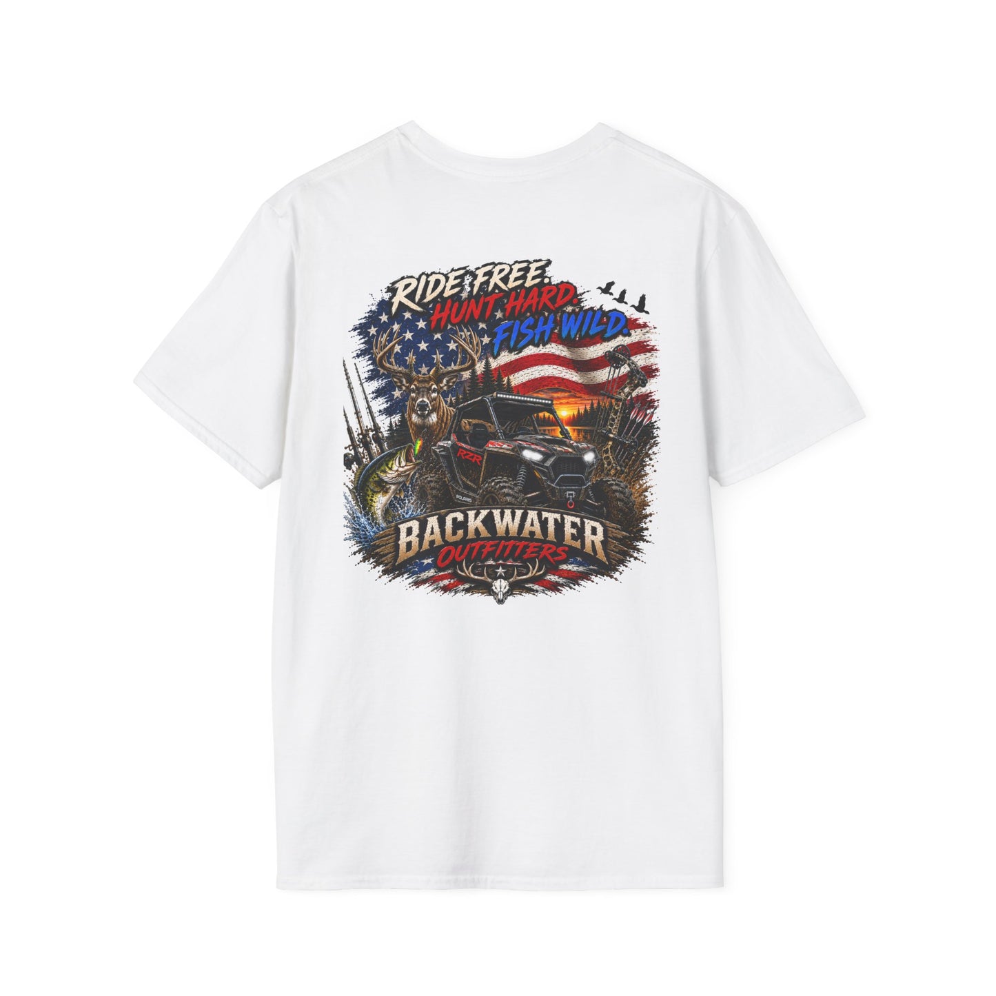 Patriotic Trailblazer T-Shirt — American Flag Motorcycle Graphic