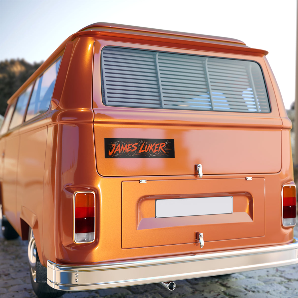 James Luker Orange Barbed Wire Bumper Sticker Printify