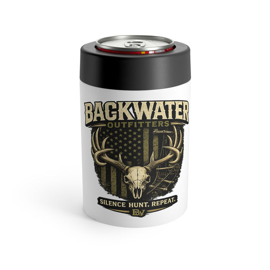 Backwater Outfitters Can Cooler – "Silence. Hunt. Repeat." Hunting Beer Can Holder